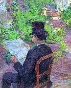  Henri  Toulouse-Lautrec Desire Dihau Reading a Newspaper in the Garden oil painting artist